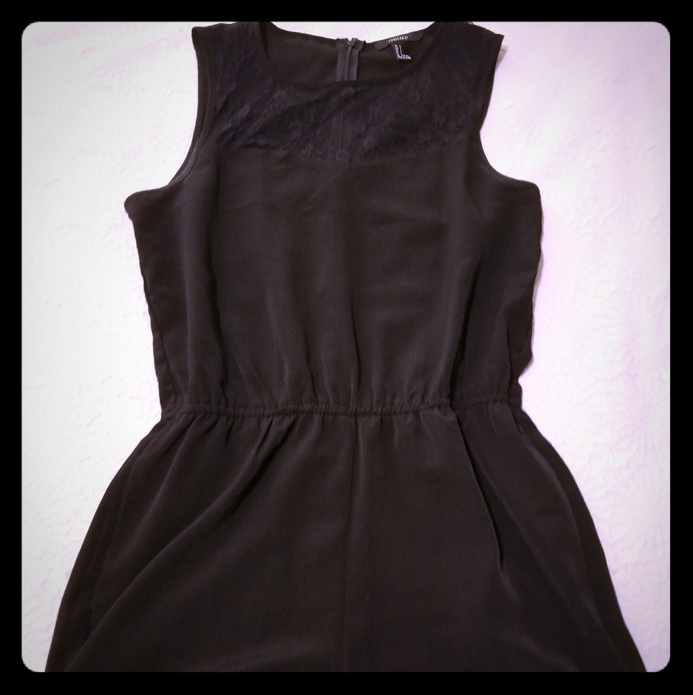 Black romper with lace top